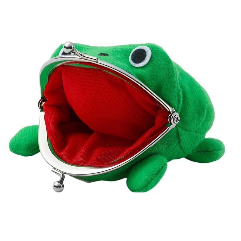 Cute Frog Flannel Coin Purse – Cartoon Wallet with Gift Bag