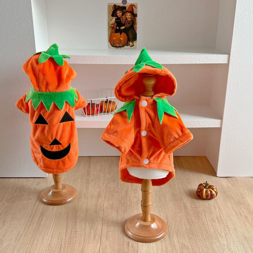Hooded Pumpkin Pet Costume – Jack-O'-Lantern Halloween Outfit