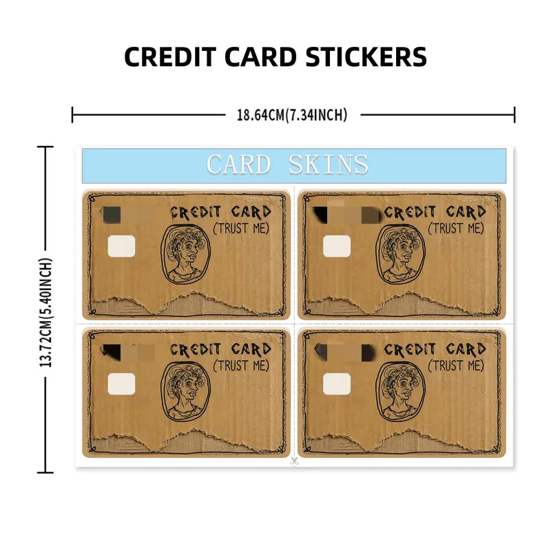 Funny Cardboard-Style Credit Card Skins – NO MONEY & TRUST ME