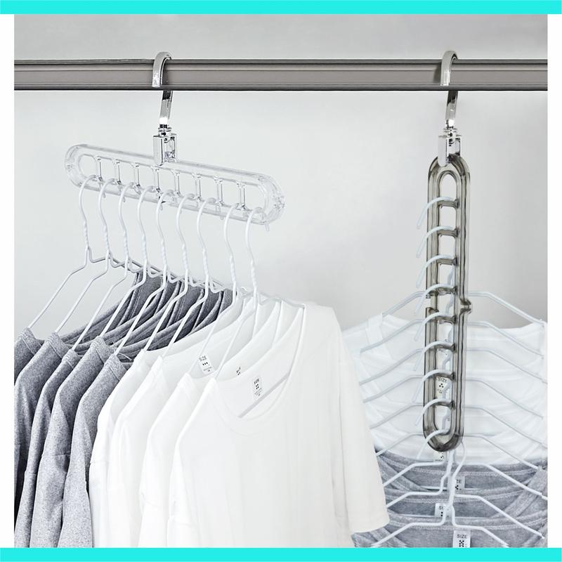 2-Pack 9-Hole Space-Saving Hanger Organizers – Closet Storage Racks