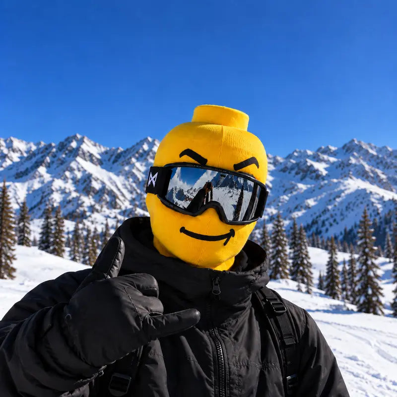 Funny Yellow Tongue-Out Ski Mask – Knitted Cartoon Balaclava