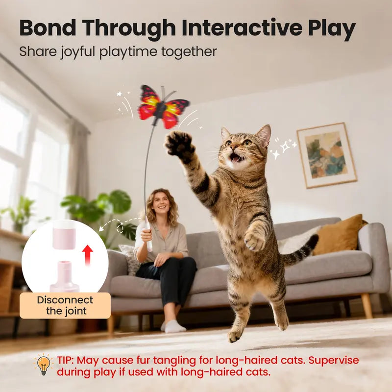Electric Butterfly Cat Toy – 360° Spinning Rechargeable Wand