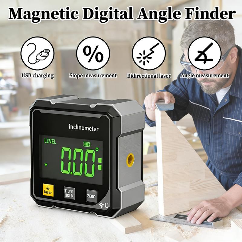 4-Side Magnetic Digital Angle Gauge with Dual Laser Guides