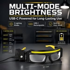 Rechargeable LED Light Glasses – Wave Sensor & 5 Modes