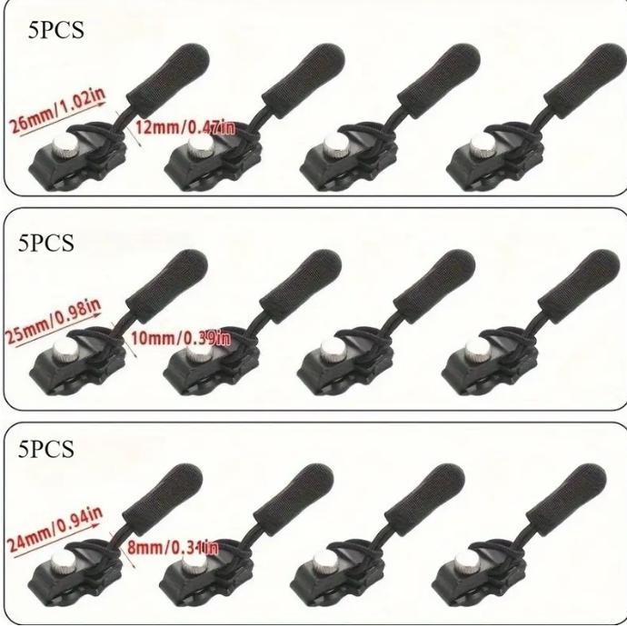 15PCS Zipper Repair Kit – 3 Sizes, No Sewing Needed