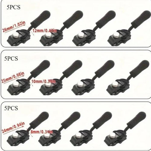 15PCS Zipper Repair Kit – 3 Sizes, No Sewing Needed