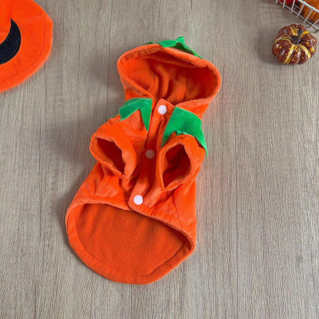 Hooded Pumpkin Pet Costume – Jack-O'-Lantern Halloween Outfit