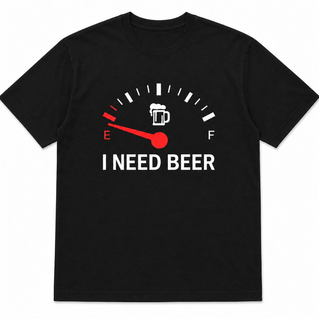 I Need Beer Shirt | Funny Beer Gauge Graphic Tee For BBQ, Camping & Drinking