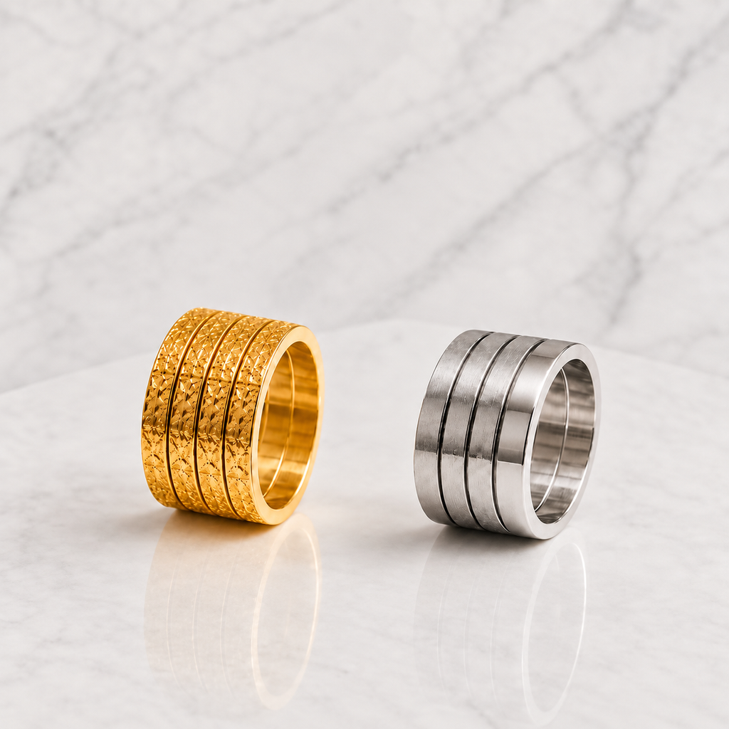 4-Band Interlinked Thumb Ring – Stainless Steel Fidget Jewelry