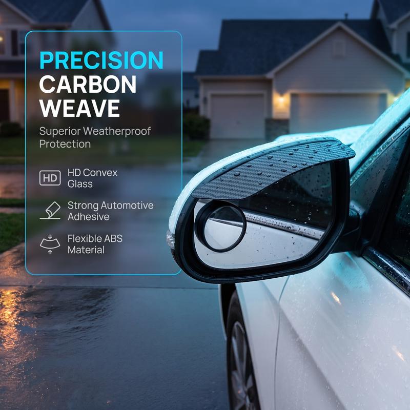 2-Pack Car Mirror Rain Guards – Round Blind Spot Mirror Visors