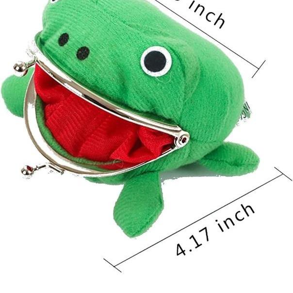 Cute Frog Flannel Coin Purse – Cartoon Wallet with Gift Bag
