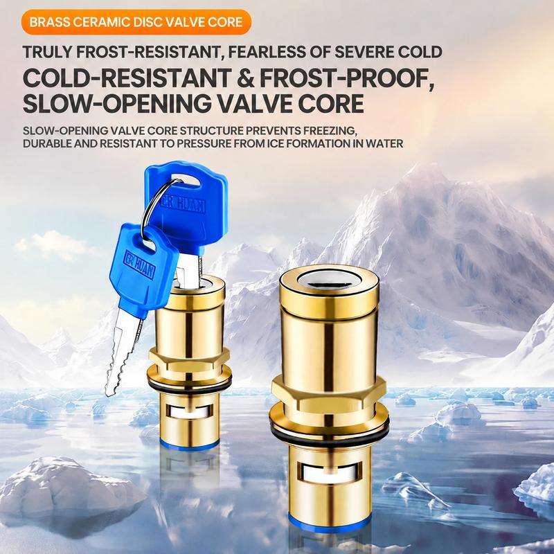 1/2" Brass Locking Outdoor Faucet with Key – Anti-Theft Tap