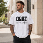 GOAT God Over All Things Faith Graphic Tee front print product photo 04 | Diya Glow