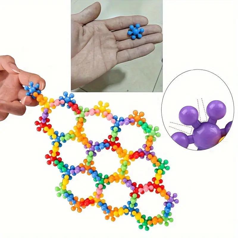 100PCS Snowflake Building Blocks – Colorful DIY Flower Puzzle Kit