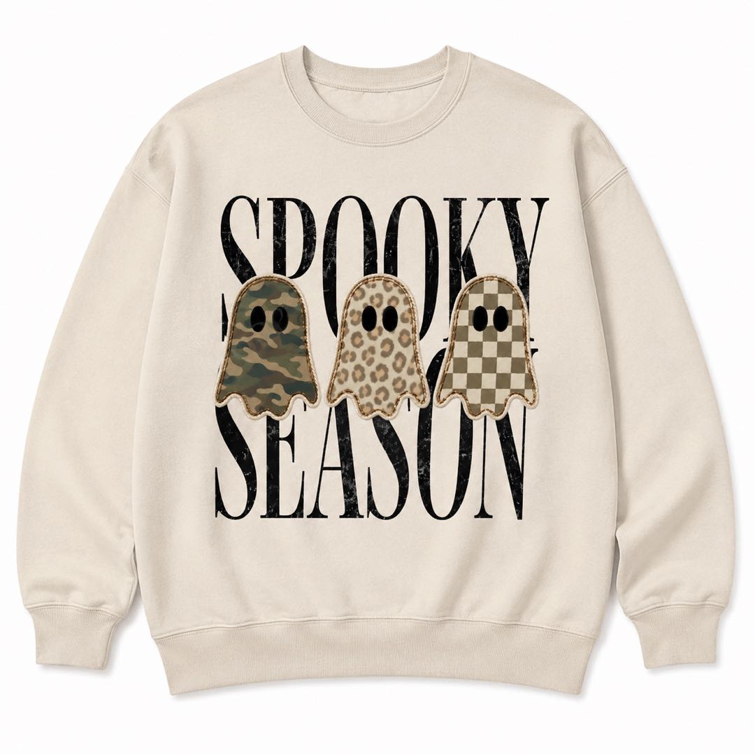 Spooky Season Ghost Graphic Sweatshirt | Cute Halloween Crewneck | Fall Pumpkin Season Pullover