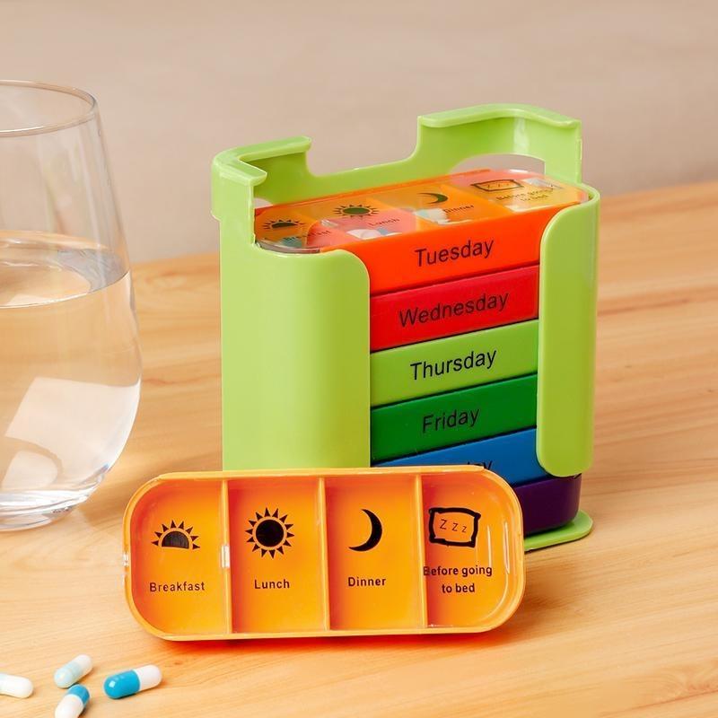 7-Day Stackable Pill Organizer – Portable Weekly Medicine Box