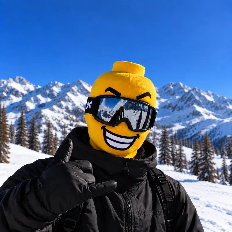 Funny Yellow Tongue-Out Ski Mask – Knitted Cartoon Balaclava