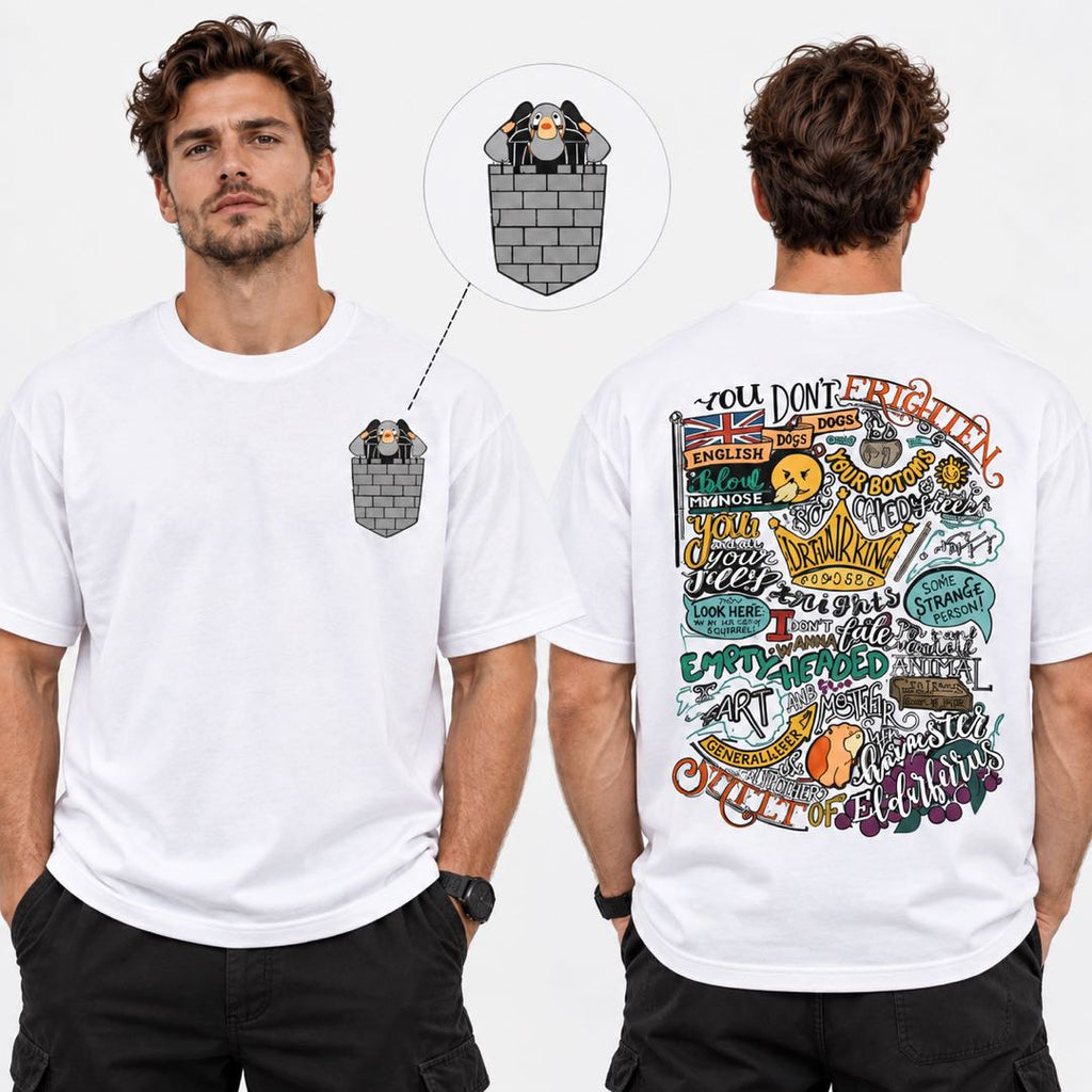 Funny Pocket Ghost Back Print Graphic T-Shirt