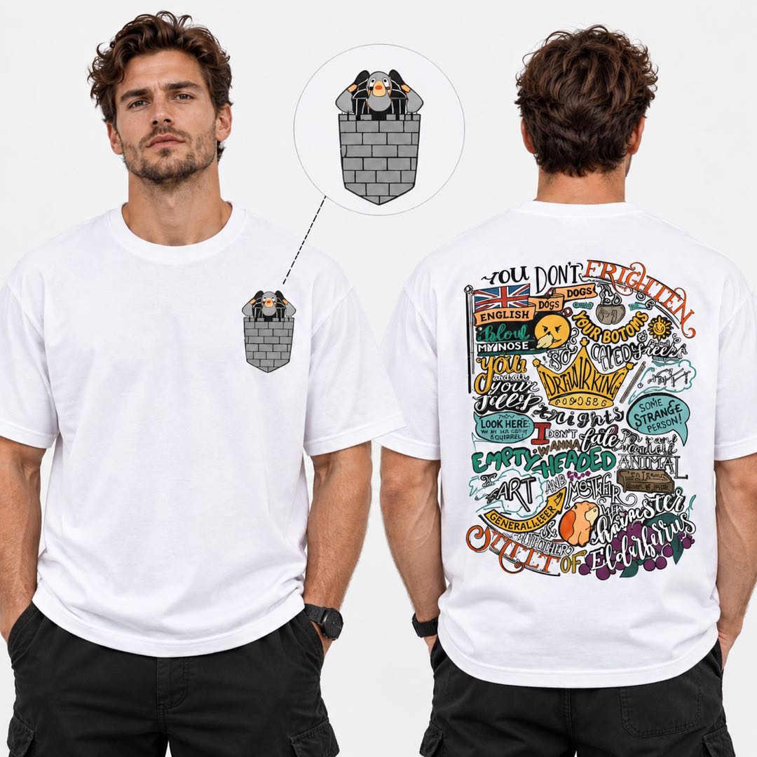 Funny Pocket Ghost Back Print Graphic T-Shirt