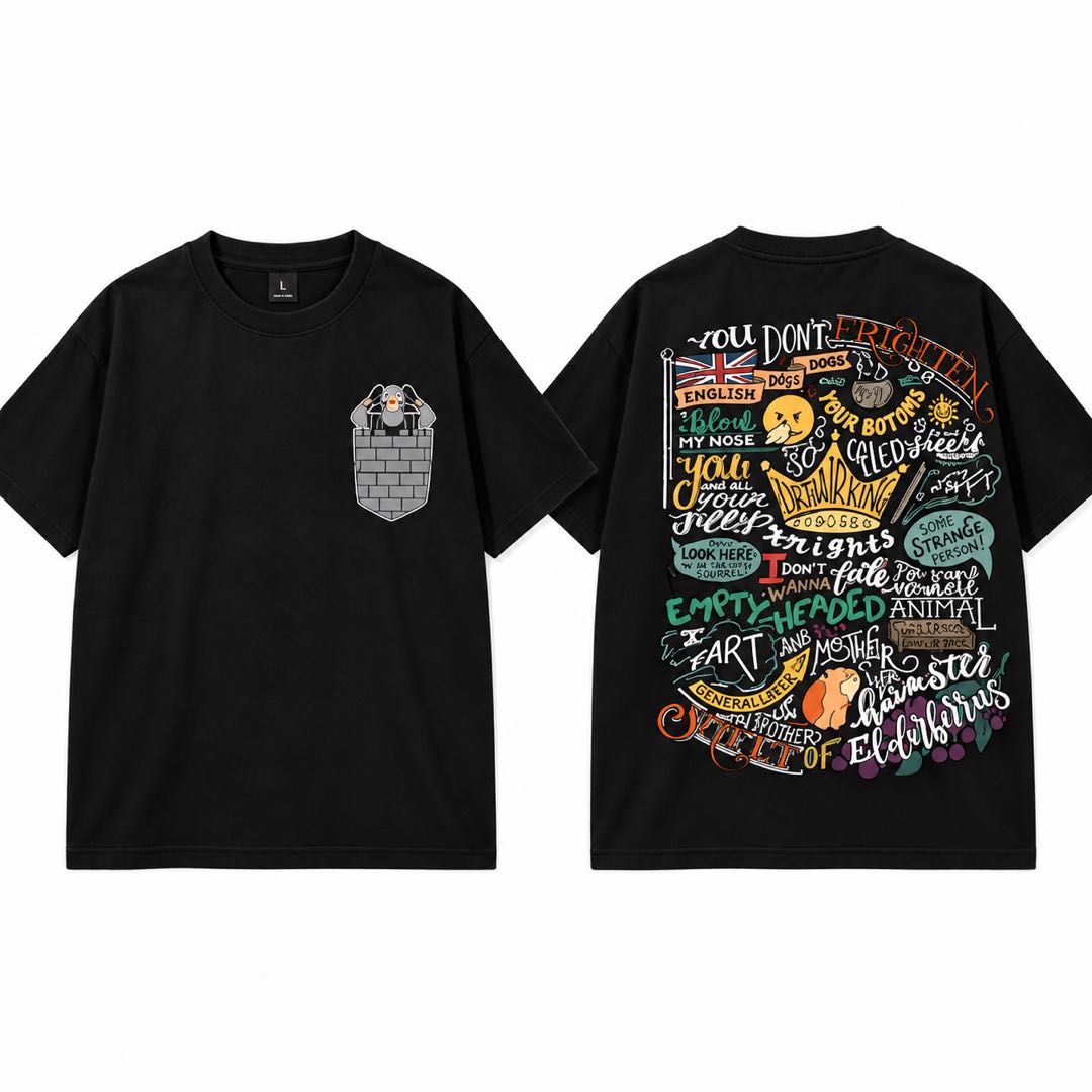 Funny Pocket Ghost Back Print Graphic T-Shirt
