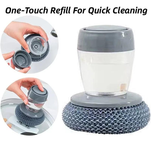 3-in-1 Soap Dispensing Dish Brush – Twist-Off Washable Head
