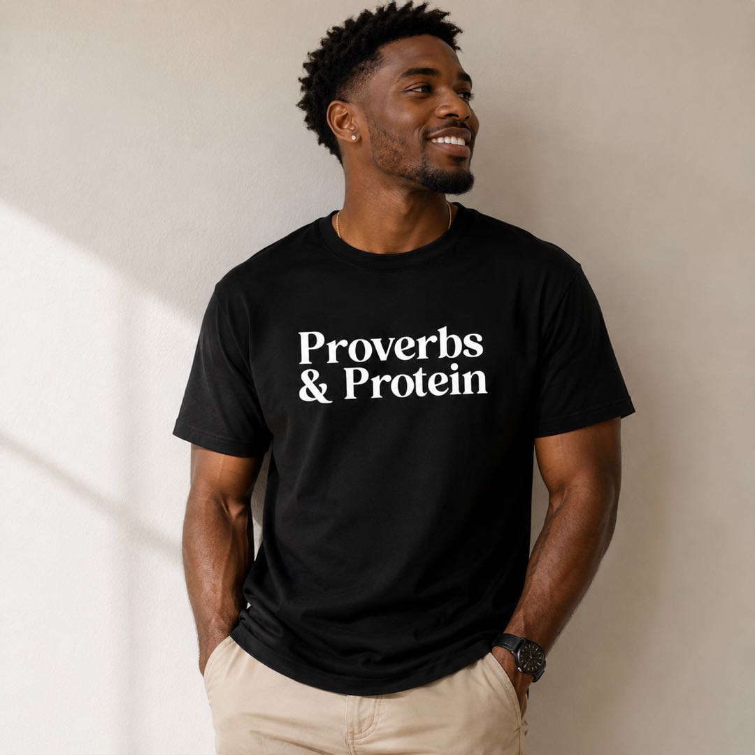 Faith Meets Gains 💪 Proverbs & Protein Christian Gym T-Shirt | Faith Based Fitness Tee