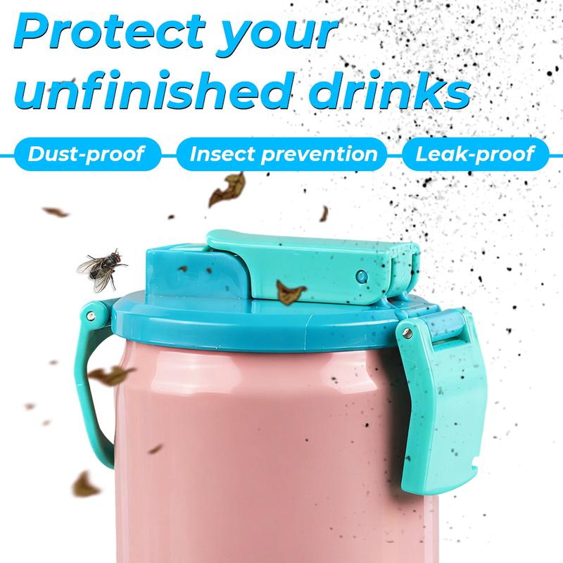 4-Pack Reusable Soda Can Lids with Straws – One-Click Covers