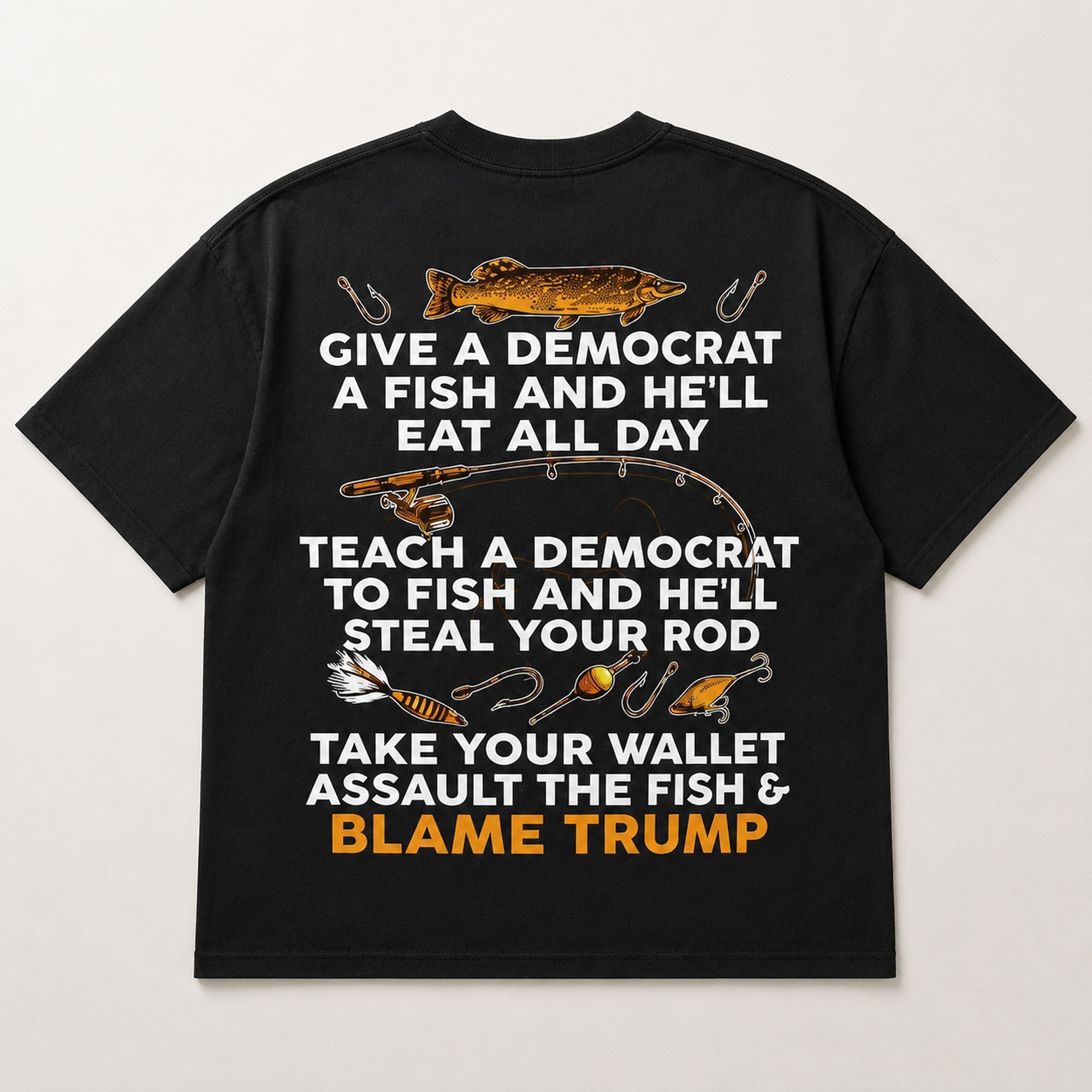 Give A Democrat A Fish Funny Graphic Tee front print product photo 05 | Diya Glow