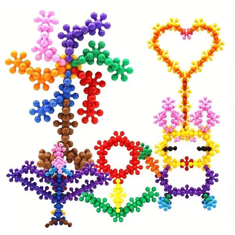 100PCS Snowflake Building Blocks – Colorful DIY Flower Puzzle Kit