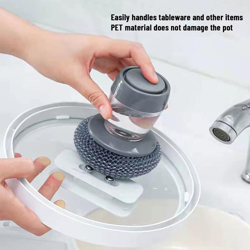3-in-1 Soap Dispensing Dish Brush – Twist-Off Washable Head