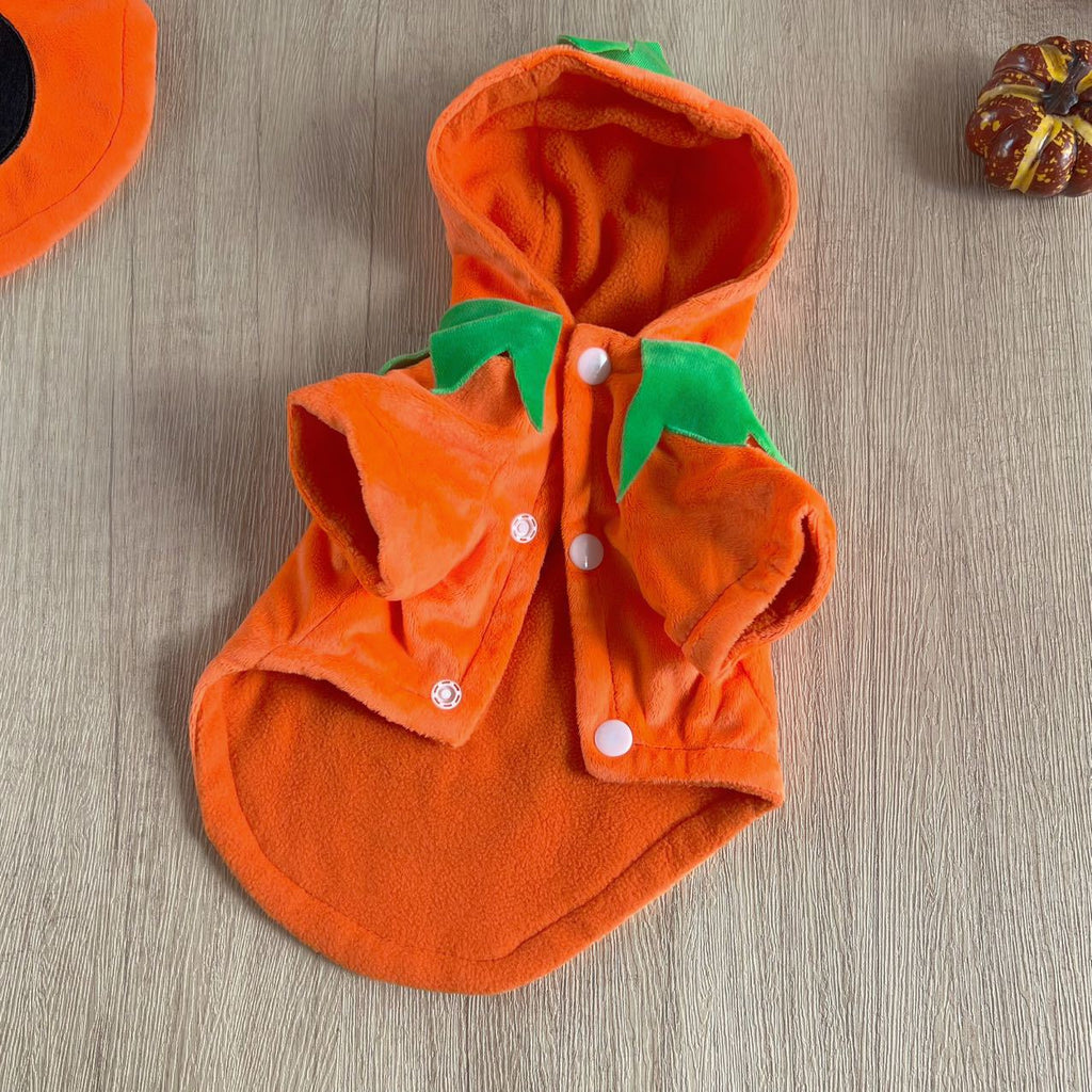 Hooded Pumpkin Pet Costume – Jack-O'-Lantern Halloween Outfit