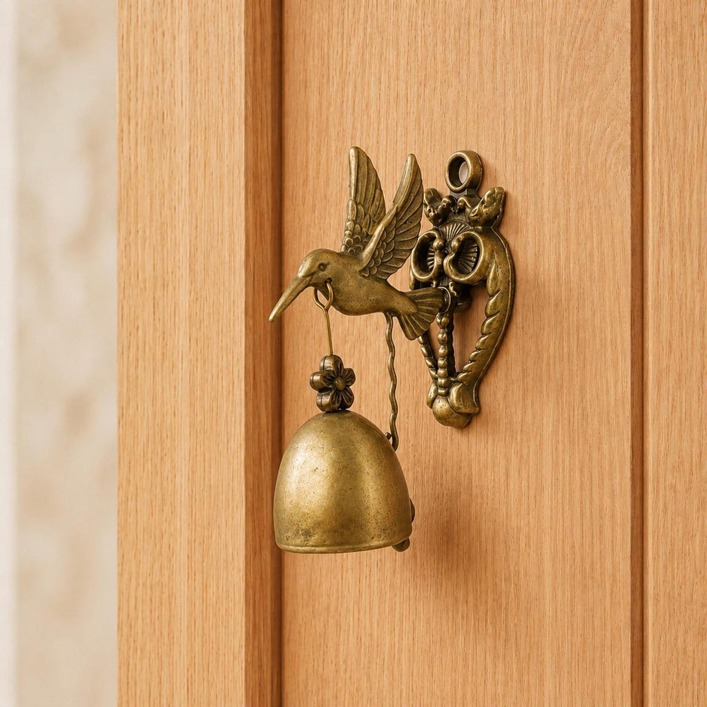 Vintage Hummingbird Doorbell – Rustic Wall-Mounted Metal Bell