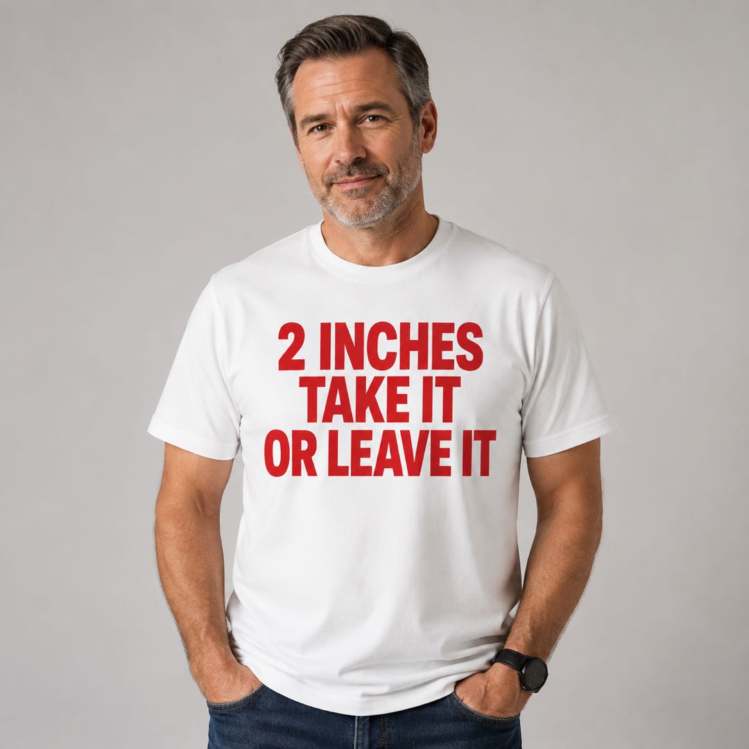 Funny Confidence T-Shirt | 2 Inches Take It Or Leave It Joke Tee | Sarcastic Humor Shirt