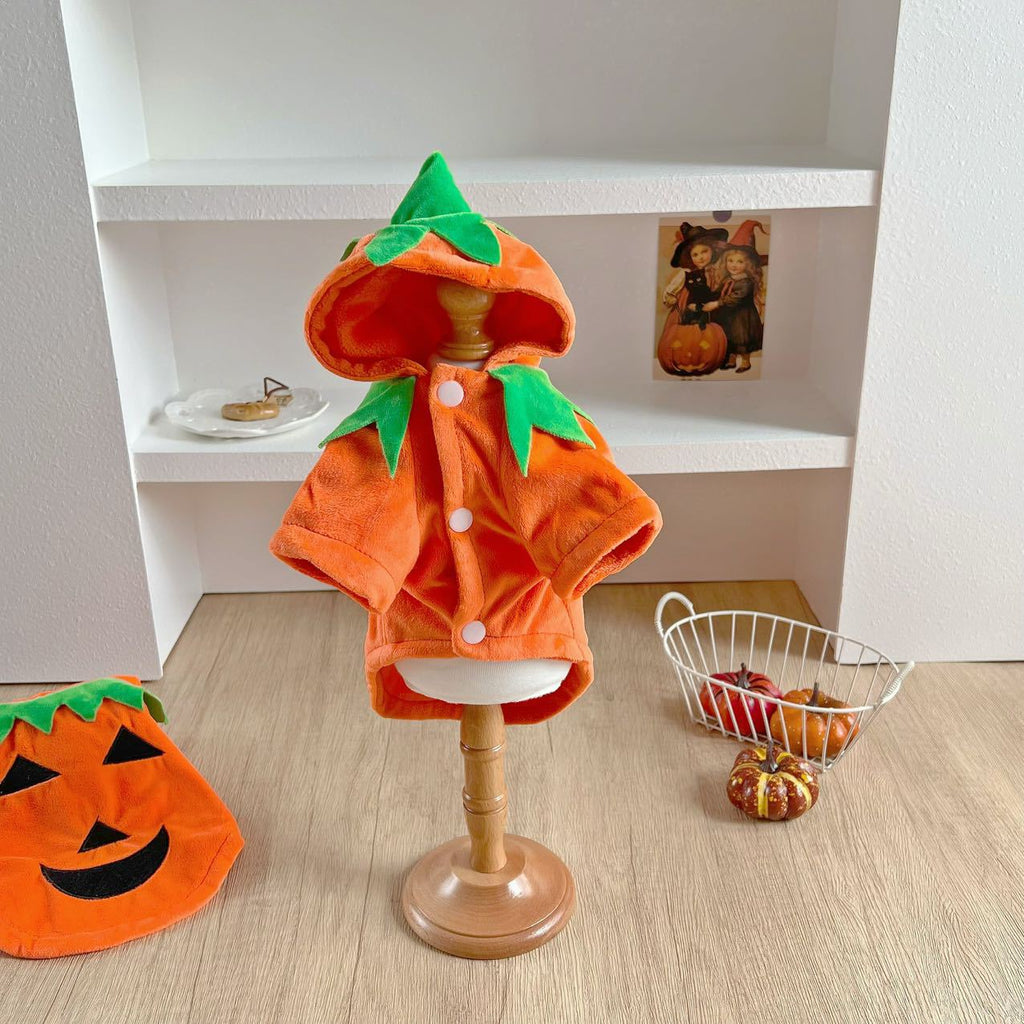 Hooded Pumpkin Pet Costume – Jack-O'-Lantern Halloween Outfit