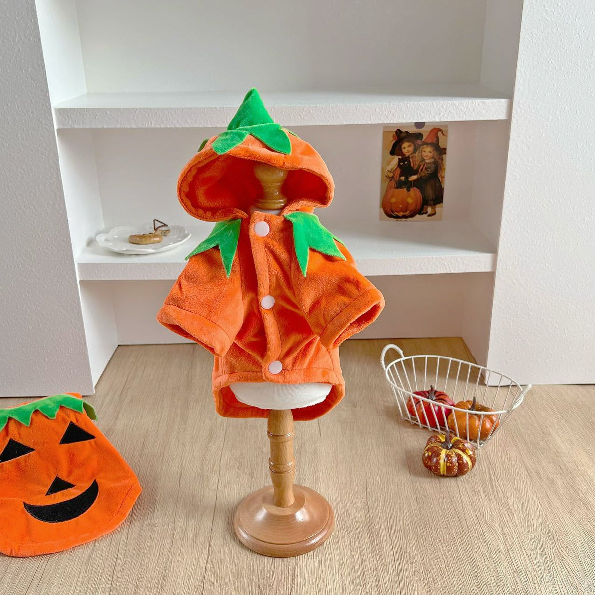 Hooded Pumpkin Pet Costume – Jack-O'-Lantern Halloween Outfit