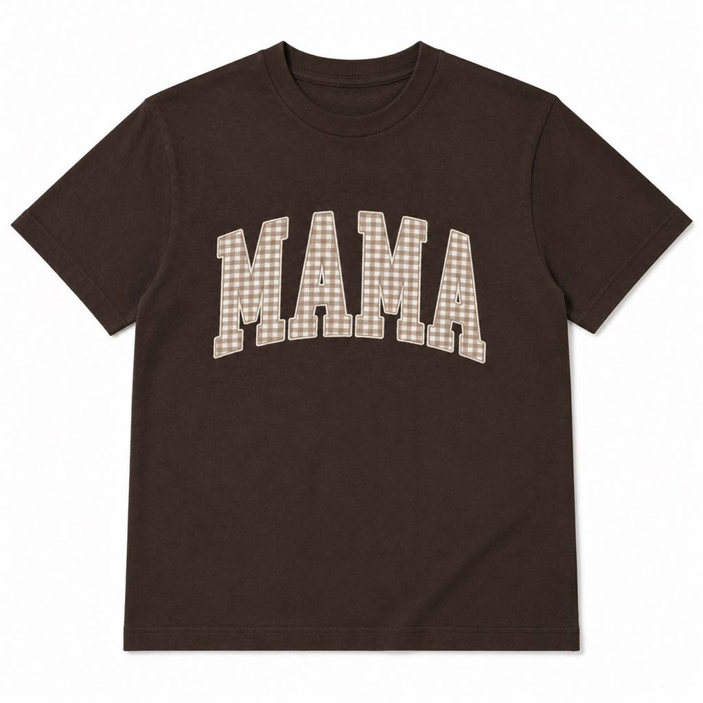 MAMA Plaid Graphic T-Shirt | Classic Motherhood Letter Print Tee | Gift For Mom