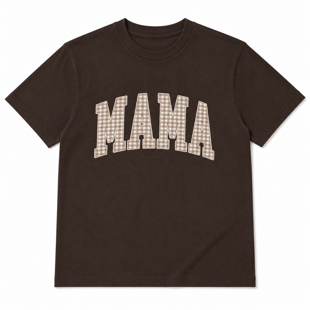 MAMA Plaid Graphic T-Shirt | Classic Motherhood Letter Print Tee | Gift For Mom