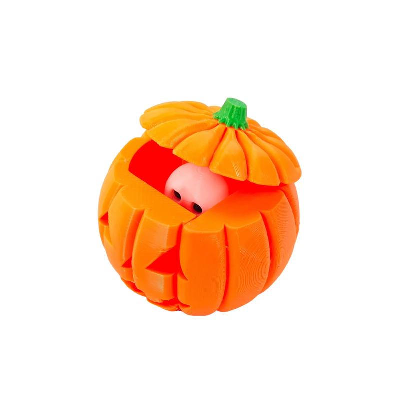 3D Printed Ghost Pumpkin Ornament – Flip-Top Halloween Decor