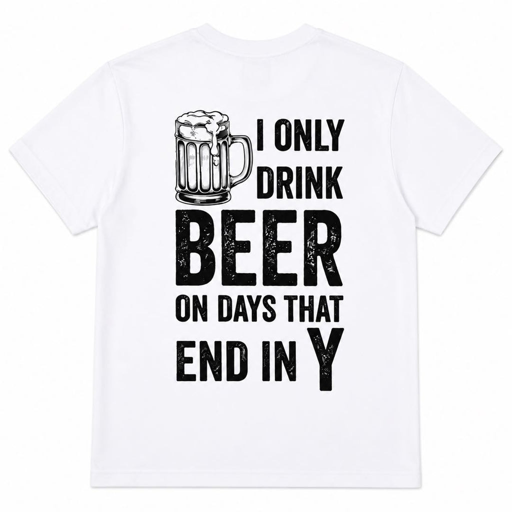 I Only Drink Beer on Days That End in Y Funny Beer Lover T-Shirt | Drinking Humor Graphic Tee