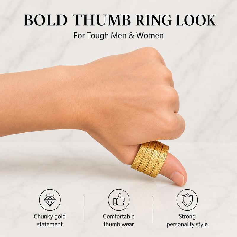 4-Band Interlinked Thumb Ring – Stainless Steel Fidget Jewelry
