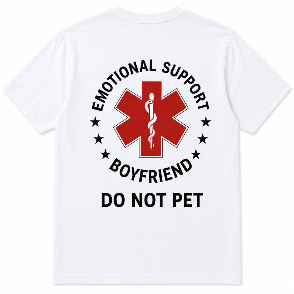 Emotional Support Husband Funny Back Print T-Shirt | Husband Gift | Marriage Humor Tee