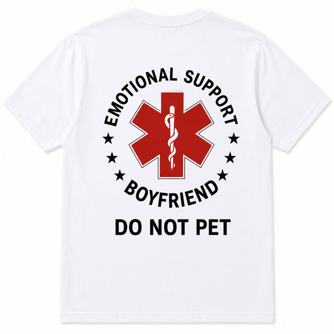 Emotional Support Husband Funny Back Print T-Shirt | Husband Gift | Marriage Humor Tee