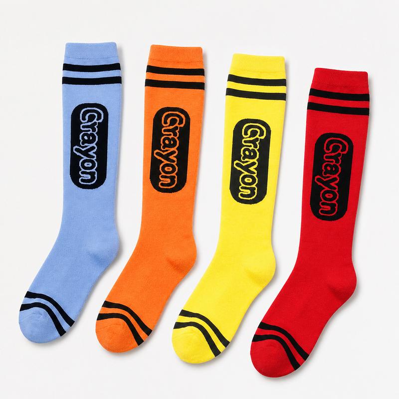 9 Pairs Colorful Crayon-Inspired Knee High Socks – Y2K Style