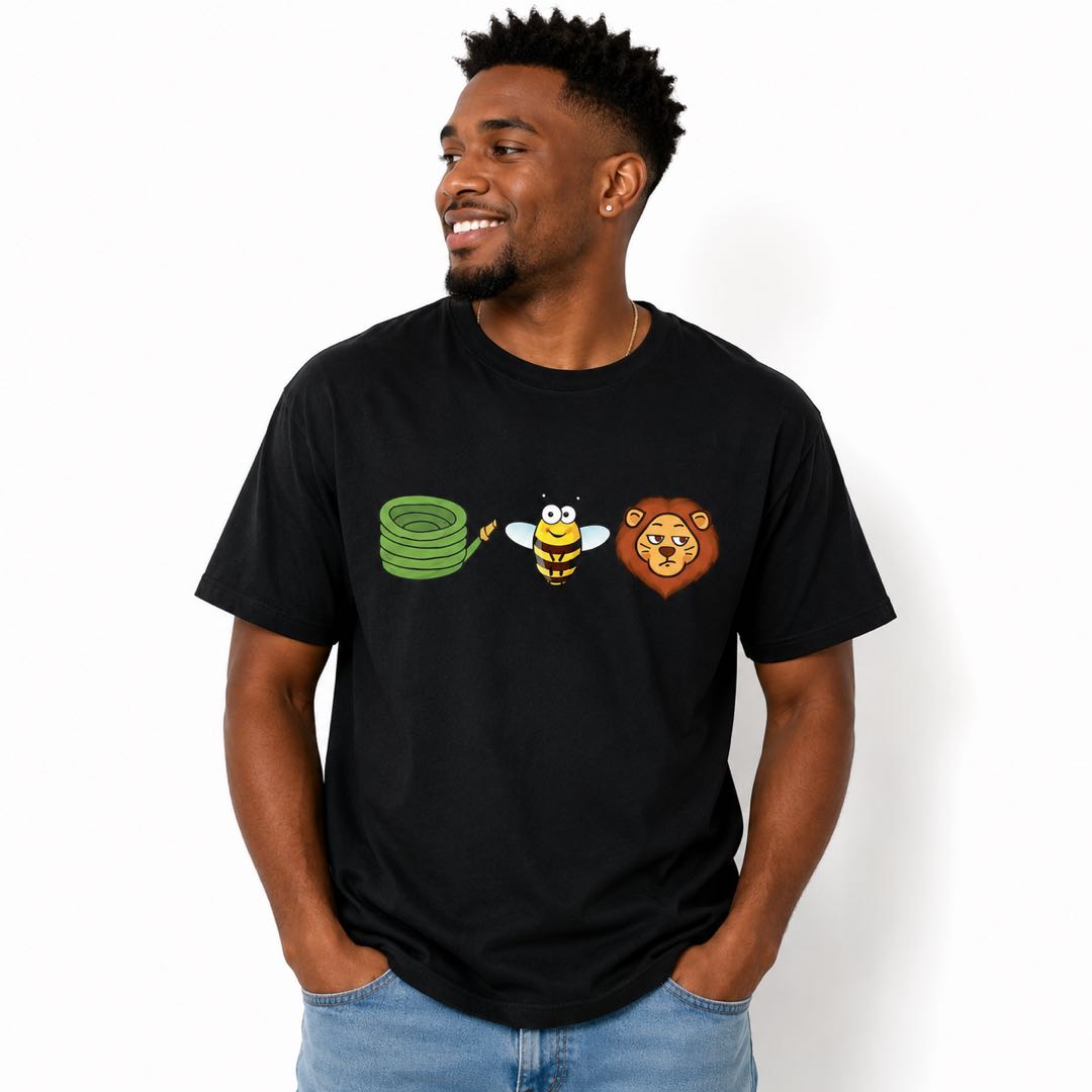 Hose Bee Lion Funny T-Shirt | Clever Emoji Pun Graphic Tee | Hilarious Conversation Starter Gift