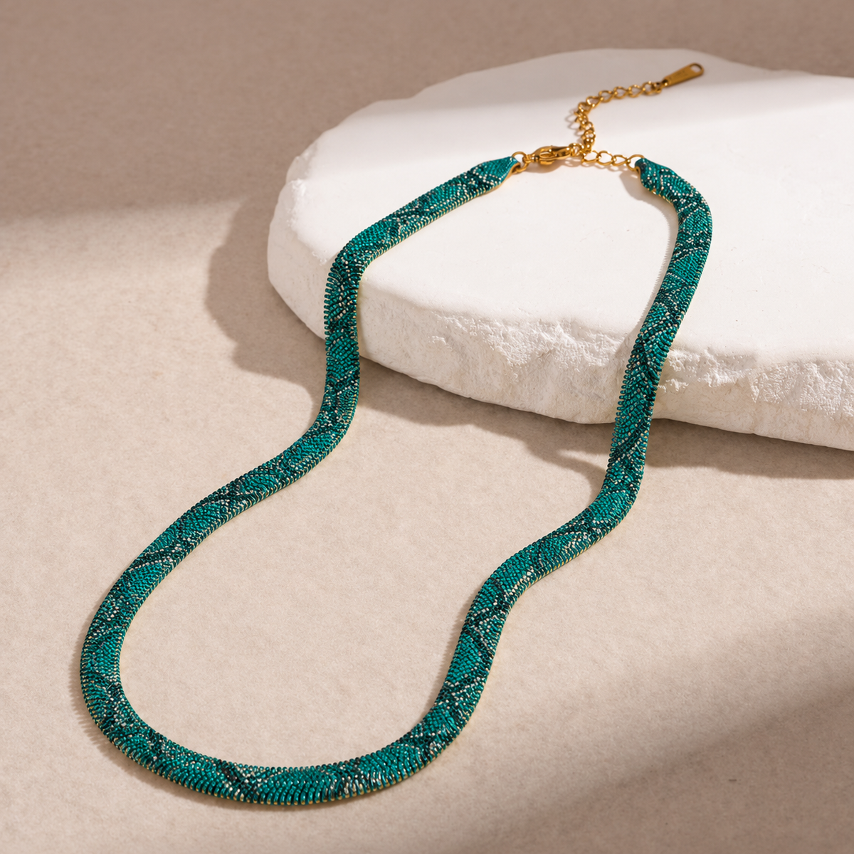 Snake Print Metal Statement Necklace for Women