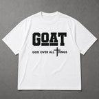GOAT God Over All Things Faith Graphic Tee front print product photo 06 | Diya Glow