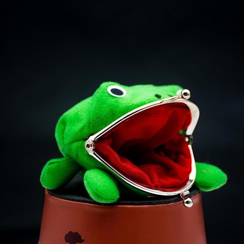 Cute Frog Flannel Coin Purse – Cartoon Wallet with Gift Bag