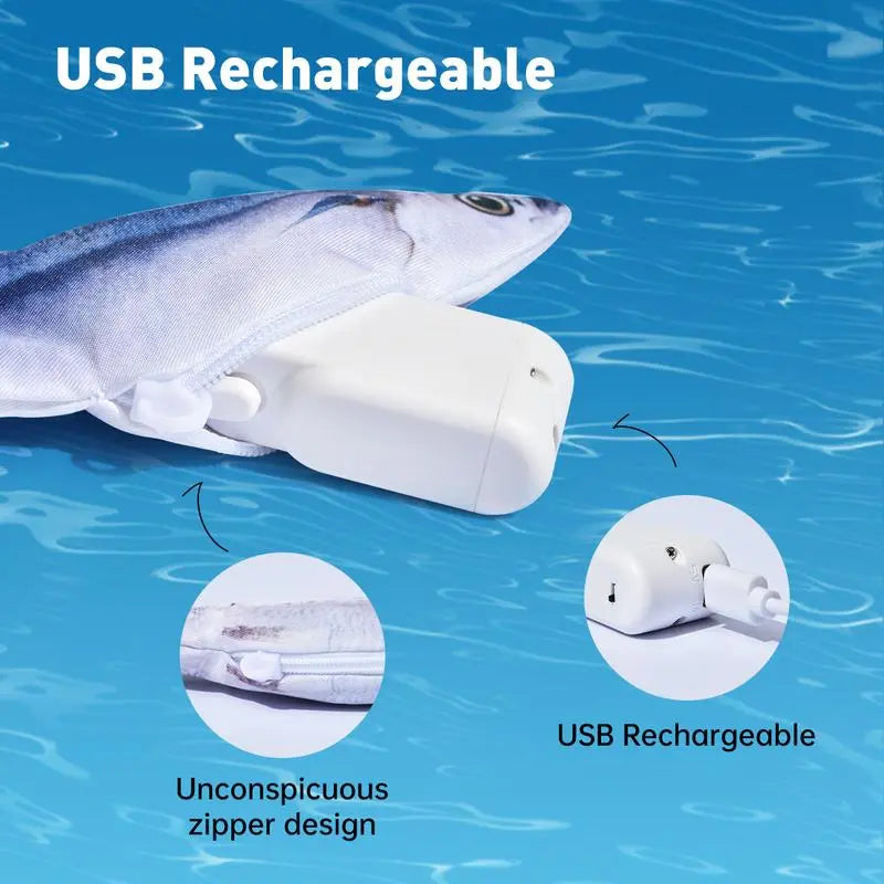 3-Pack Flopping Fish Cat Toys – Rechargeable Tap-Activated Interactive Toys