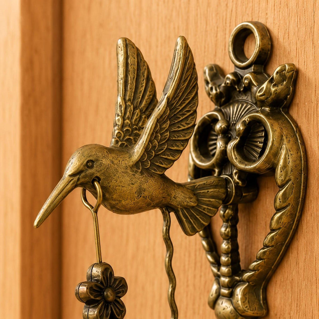 Vintage Hummingbird Doorbell – Rustic Wall-Mounted Metal Bell