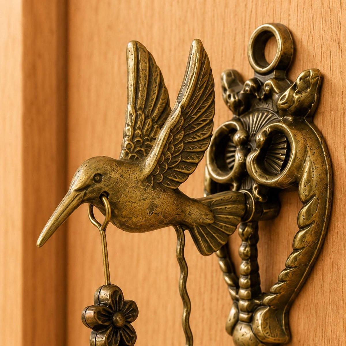 Vintage Hummingbird Doorbell – Rustic Wall-Mounted Metal Bell